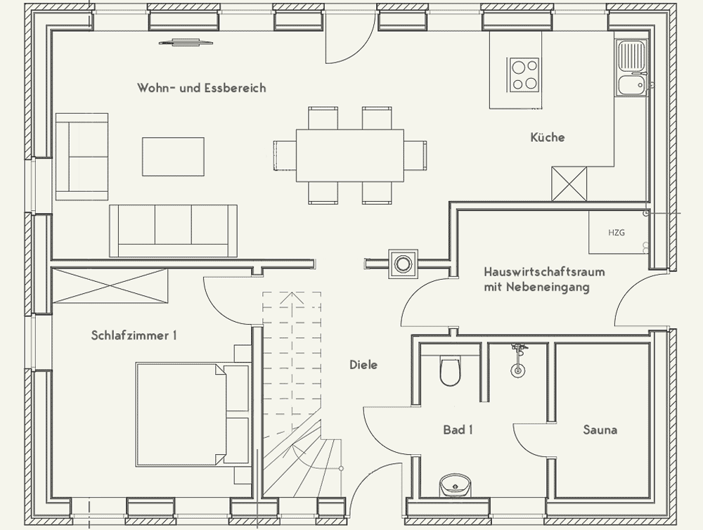 EG Grundriss Ferienhaus Emmas Hus auf Pellworm 